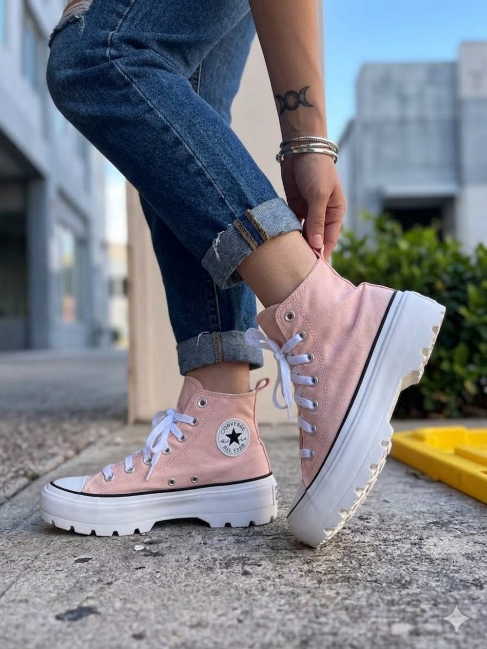 Converse Pink High-Top Platform Sneakers with Side Zipper